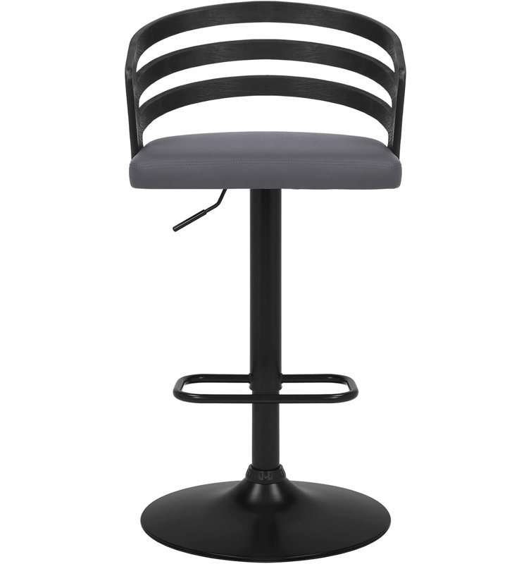  Adele Swivel Barstool, Gray Seat/ Black Frame, Matte