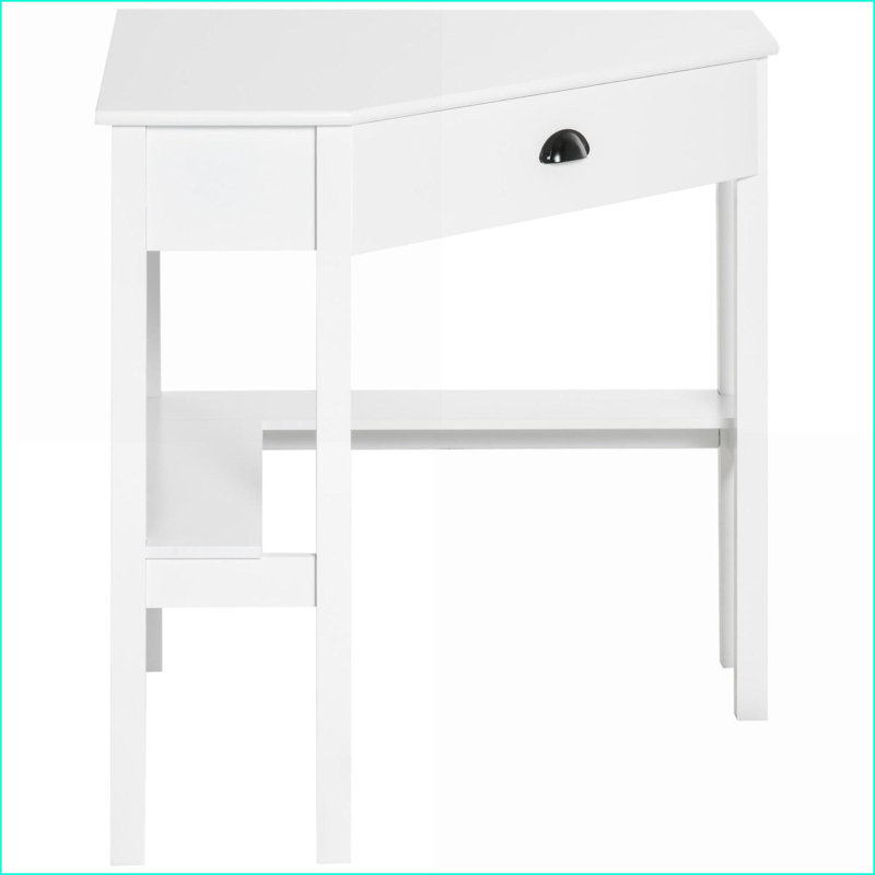 Desks, Compact Triangle Corner Computer Desk with Drawer &amp; Shelves, 29.5” W x 29.5” D x 30” H for Small Spaces | White | P2 MDF