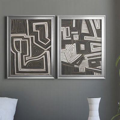 «Abstract Maze I», ensemble de 2 impressions sur toile encadrées