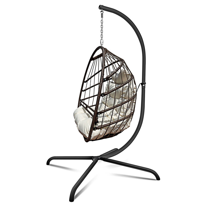 Fauteuil pivotant avec support en C, Beige, Brun