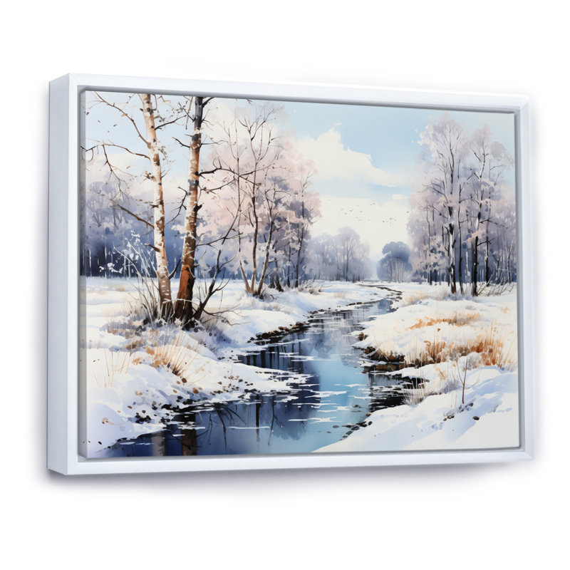 Snow River Wonderland II - impression, Cadre flottant blanc, H 24 po x l 32 po x P 1 po