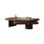 Table basse rotative à double couche rotative à 360 ° avec placage en noyer épissé et plateau en pierre frittée, grande table basse ronde moderne extensible de 47 à 59 pouces pour le salon, aucun assemblage requis