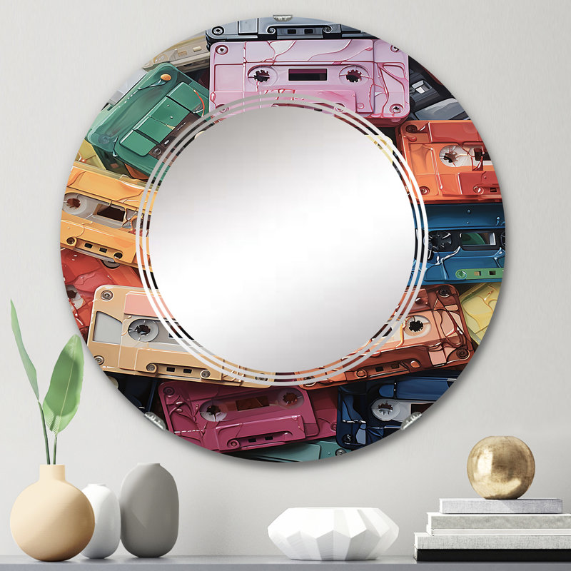 Vasillios - Miroir mural moderne rond, 24 po x 24 po