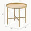 Mithea Oak Table Top & Gold Finish End Table-129107064
