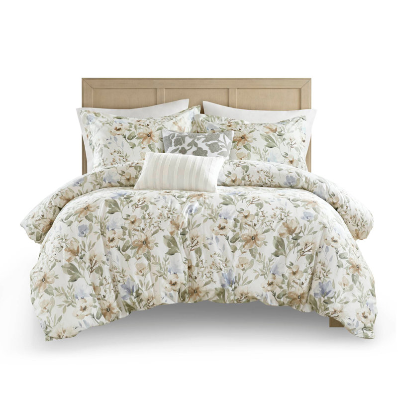 Waffle Washed Comforter Set, Multicolor Floral, King Comforter + 4 Additional Pieces