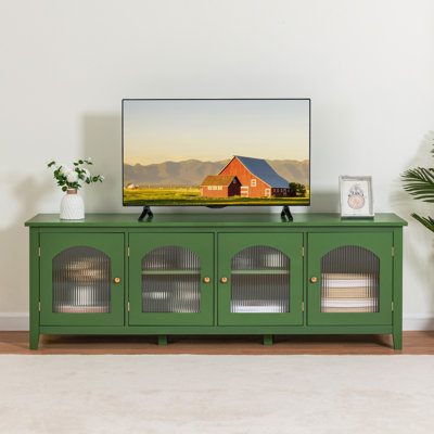Alberta 70"L Modern TV Stand Cabinet with 4 Doors, Wood Wide Entertainment Center, Glass Doors by Red Barrel Studio