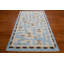 Petit tapis décoratif 3 x 5 po, tapis en laine noué à la main, tapis géométrique crème bleu clair, tapis de labyrinthe scandinave texturé moderne de style indien de luxe