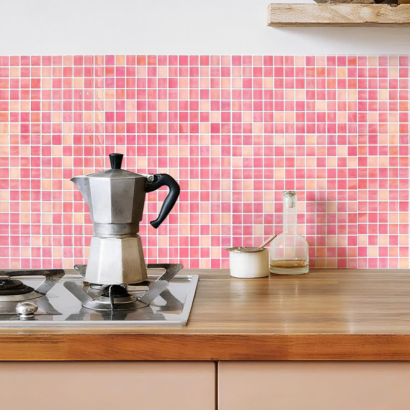 5 pièces dosseret auto-adhésif, carreaux de mur adhésif 3D - diamant rose, Pink Diamond