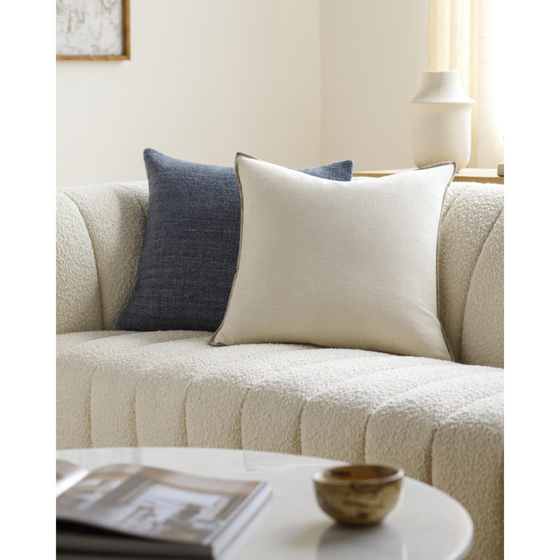 Merrow Cotton Reversible Throw Pillow, 20"H x 20"W, Polyester, Beige
