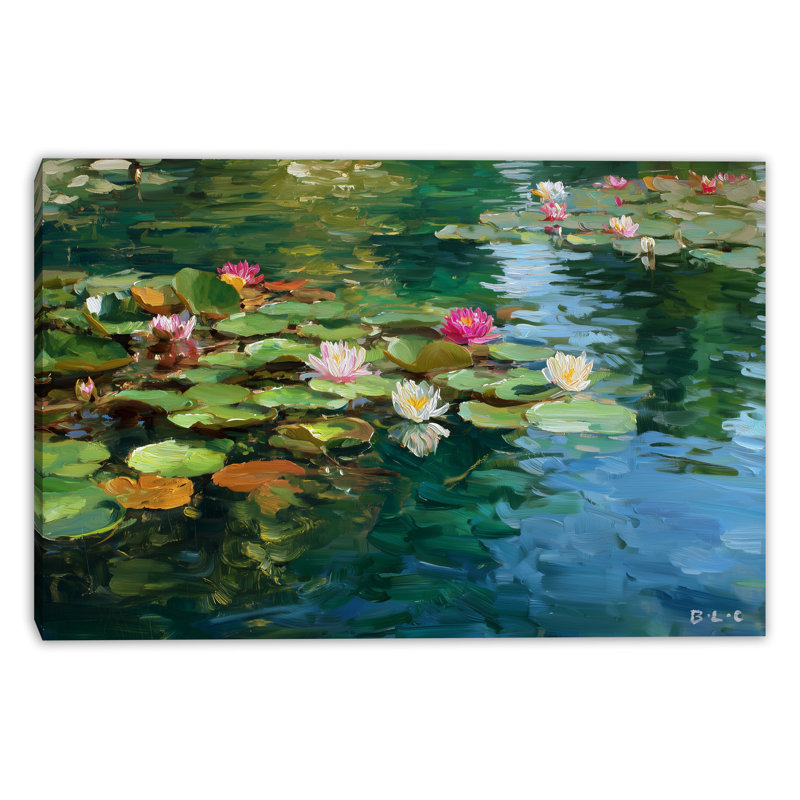 «Tranquil Water Lily Pond», reproduction d'art sur toile tendue, H 16 po x l 24 po x P 1,5 po