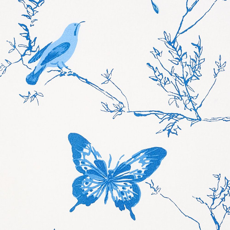 Birds & Butterflies Fabric, Porcelain