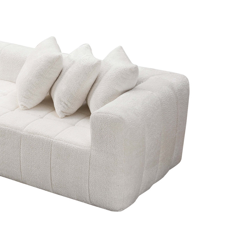 Canapé modulaire 107,9 po Cloud avec canapé modulaire en L, Blanc / Blanc, Left Hand Facing