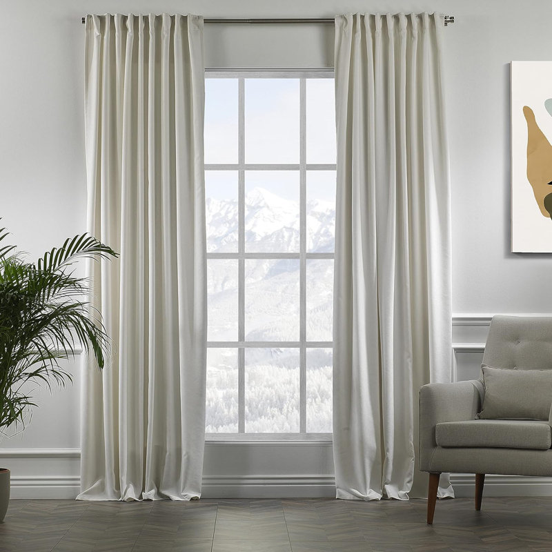 Amoya Velvet Room Darkening Curtain Pair, 52" W x 84" L, White