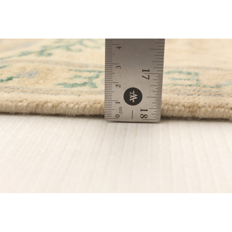 Tapis unique en laine noué à la main 4 pi 7 po x 5 pi nouvel âge Lahore Finest Beige Cartisha