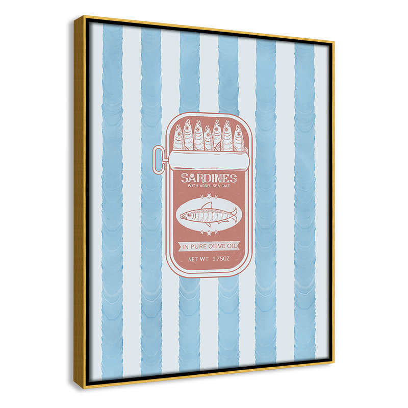 «Salty Sardines Print» par Marcus Prime, L 12,5 po x H 15,5 po, Flotteur doré