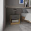 Table de bout avec table de chevet moderne à un tiroir de 19,7 po de hauteur avec tablette ouverte pour chambre à coucher, bureau personnel, salon, chêne naturel - gris mat