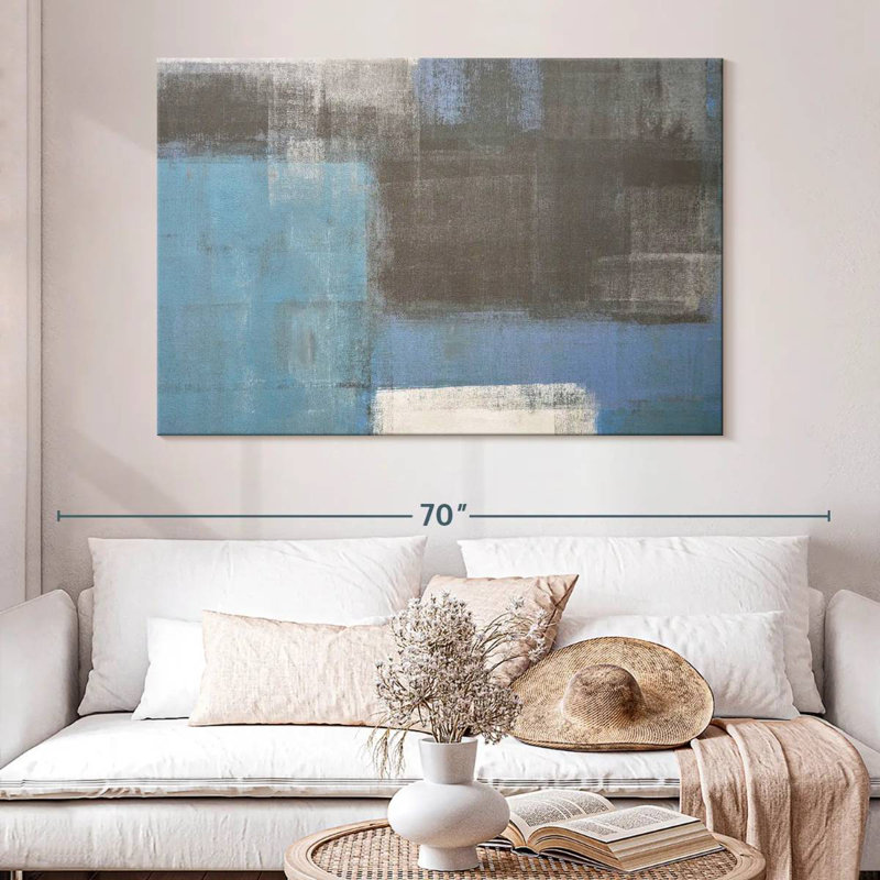 Avery Blue Gray Abstract, 34" H x 51" W