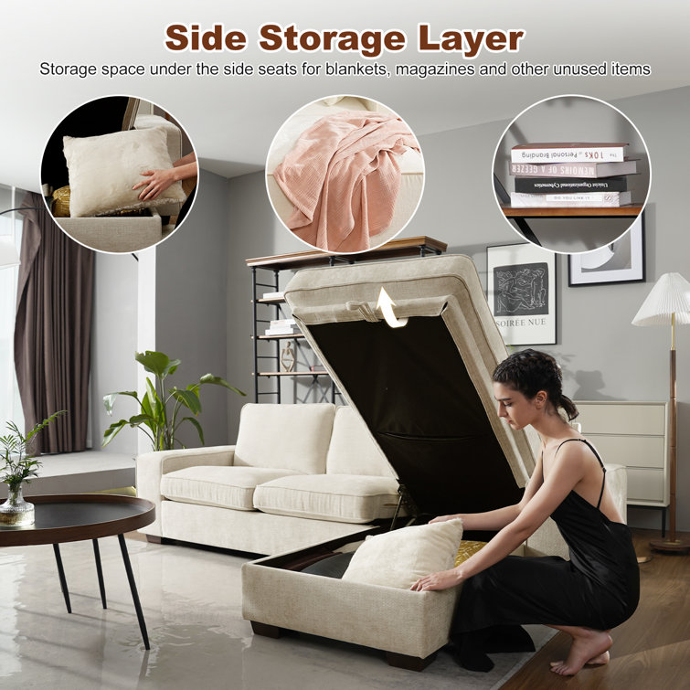 Jossilynn L-Shape Convertible Sectional Couches Sofas with Storage Chaise