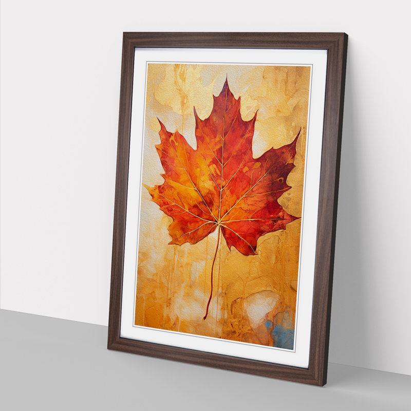 Leaf Gestural No.3 - Framed Print, Walnut, 46cm H x 34cm W x 2cm D