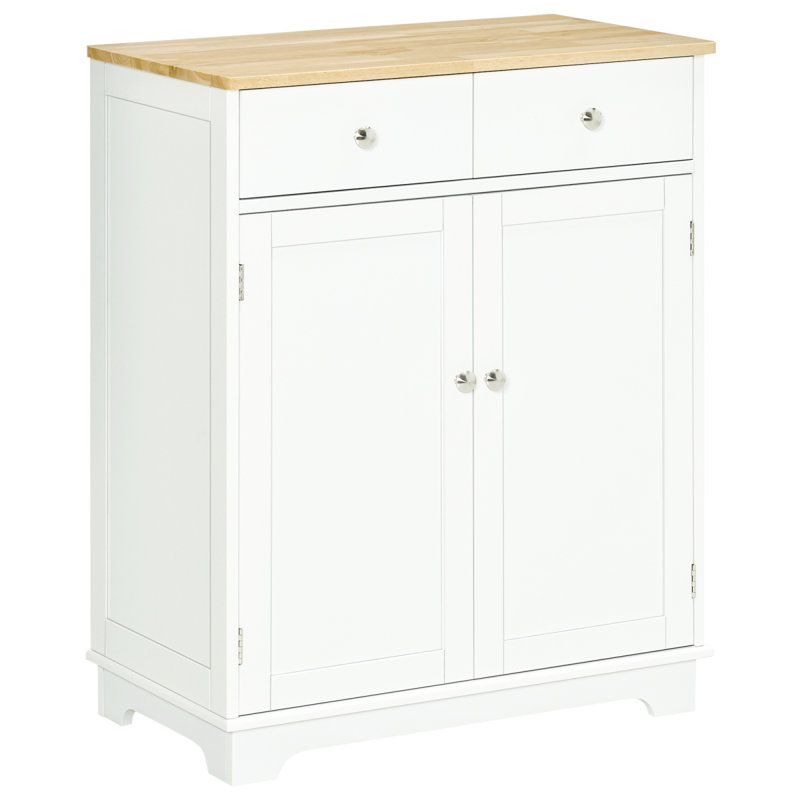 2-Door Kitchen Cabinet With Adjustable Shelf For Hallway, White