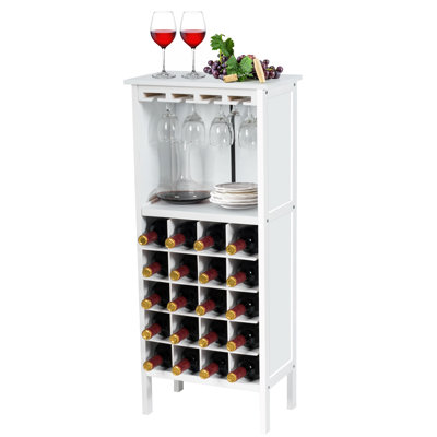 Westfield 20 - Bottle Solid Wood Wine Bottle & Glass Rack