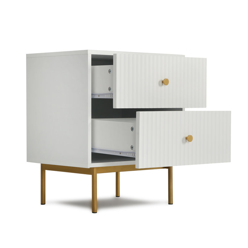 Aivis 50cm W Metal Bedside Table, White