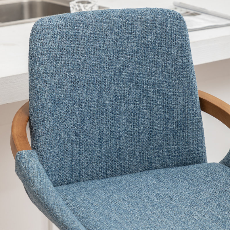 Swivel Upholstered Counter Stool, Bar Stool (76.2cm Seat Height), Blue