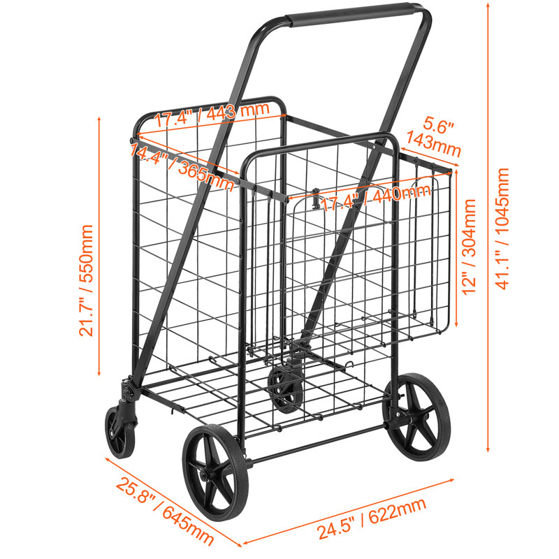 41.1'' H x 24.5'' W Utility Cart with Wheels