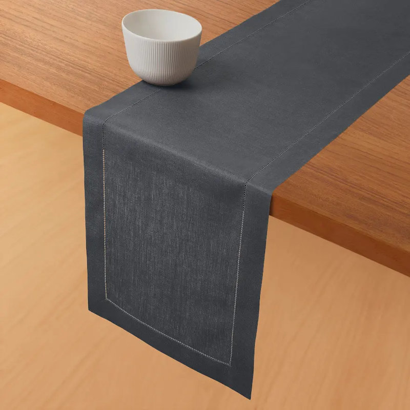 Chemin de table 100% lin D'Okok Homes, L 90 po x P 14 po, Gris anthracite