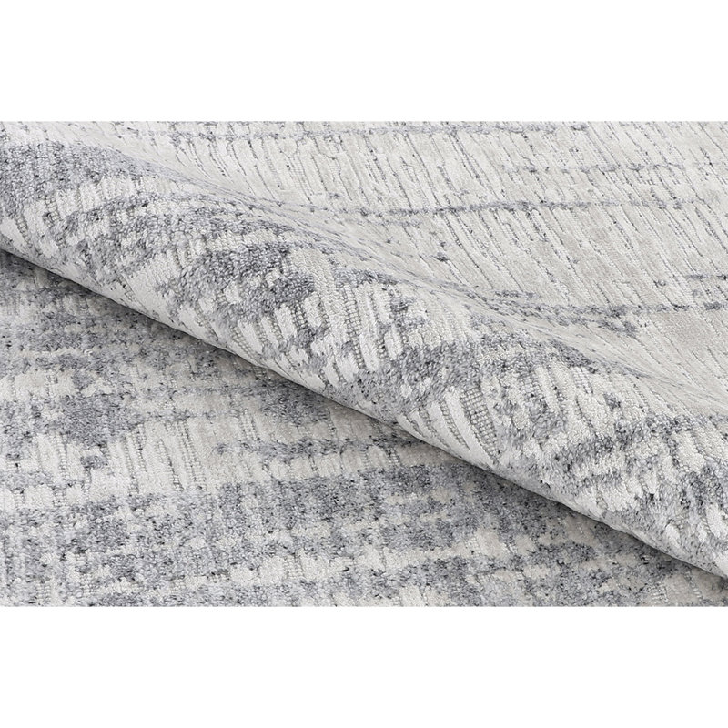 Abstract Area Rug in Silver, Rectangle 4' x 6'