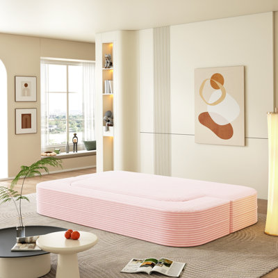 Canapé-lit pliable 78,7 po 2-en-1 avec couverture et 2 coussins, velours côtelé moelleux