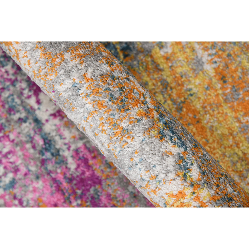 Montana Orange and Pink Abstract Rectangular Area Rug
