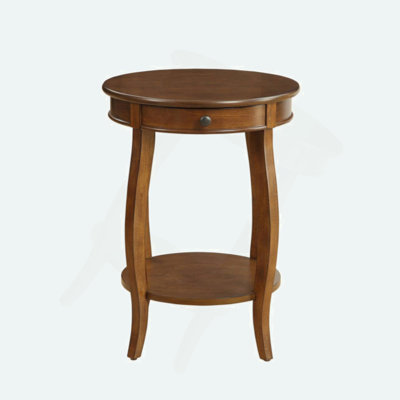 Round Top Accent Table With 1 Drawer And Open Storage