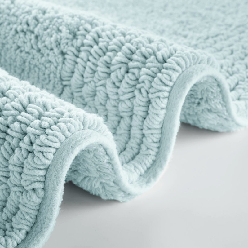 3000 Gsm 20X30" Reversible Blue 100% Cotton Bath Rug - Heavyweight, Soft, Long Lasting Construction, Machine Washable,
