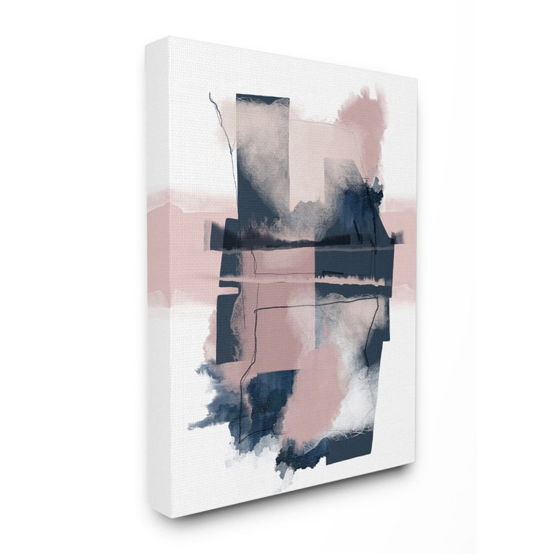 «Abstract Geometric», reproduction en rose, H 30 po x l 24 po x P 1,5 po, Toile tendue
