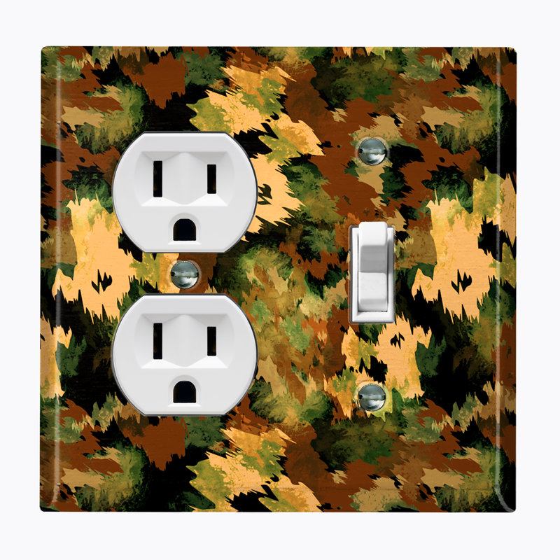 2 - Gang Combination Standard Wall Plate, Green Artistic Camo