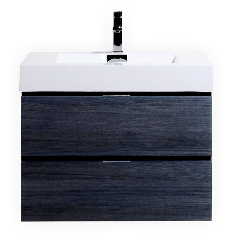 Ensemble de meuble-lavabo mural simple 30 po Royka, Chêne gris