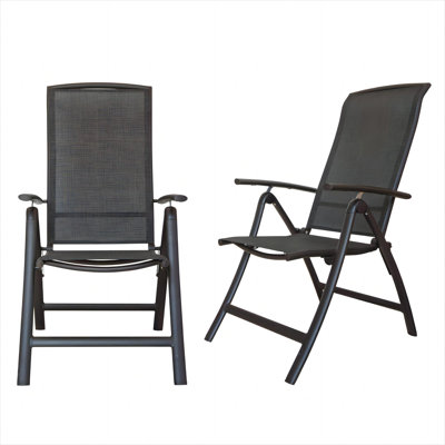 Ensemble de 2 chaises de patio pliantes durables avec dossier réglable et conception ergonomique pour une assise extérieure confortable