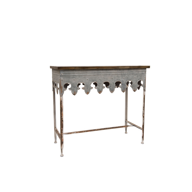 91.4cm Solid Wood Top Console Table, Zinc