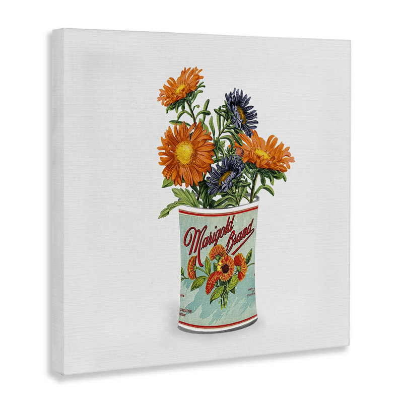 Toile à motif de feuilles de souci nostalgiques, conception par Val Rhodes, 30 x 30