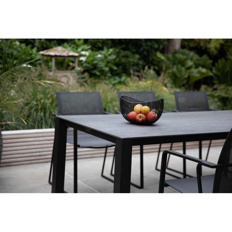Machar Outdoor Dining Table, 39.38" W x 110.25" L x 29.5" H, Black, Gray