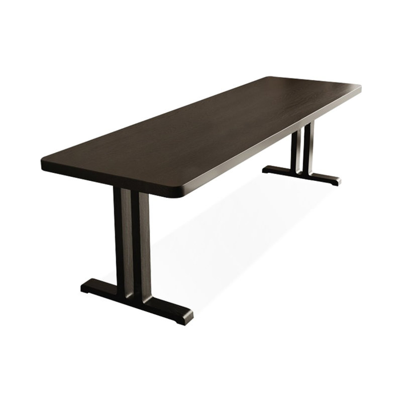 Bureau d'écriture rectangulaire en bois massif noir, H 29,53 po x l 94,49 po x P 27,56 po