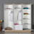 Modern White Wardrobe with Numerous Shelves, 88.2 x 81.1 x 20.5 inches | Coated Particle Board, Thickness: 0.6 inches | Wall-Mountable Design, Stylish & Functional Organization for Your Space