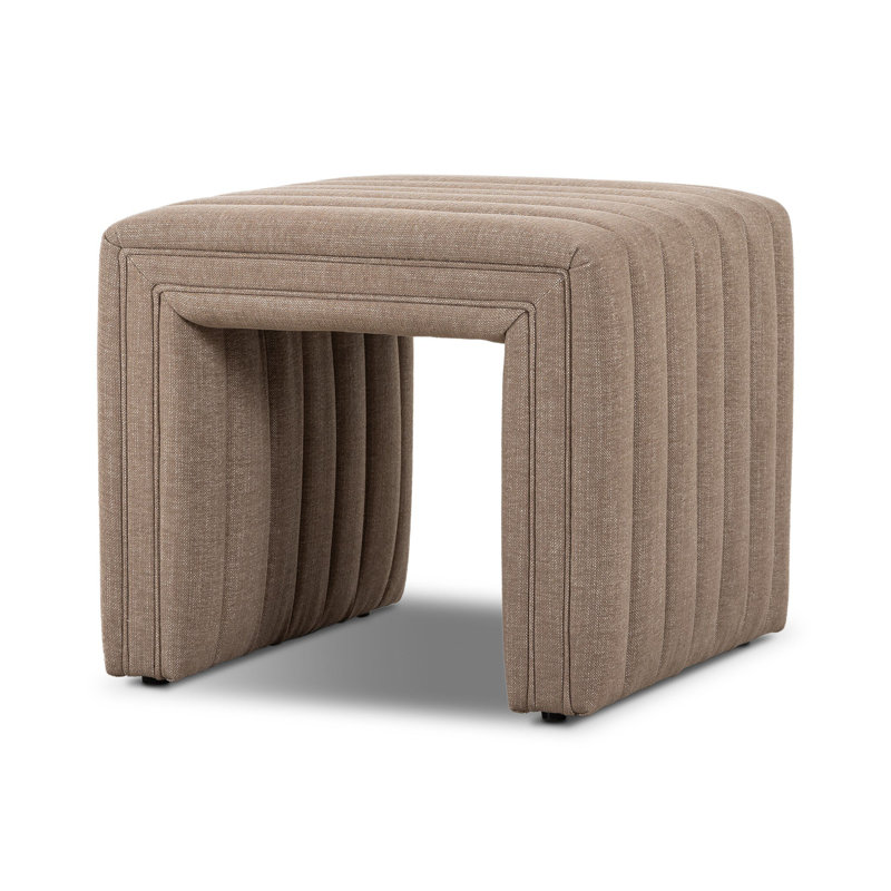 Brandt Upholstered Ottoman, Crypton Nomad Taupe Polyester Blend