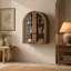 Armoire murale cintrée en placage de bois avec portes en verre trempé et tablette réglable-294817746