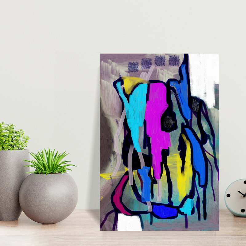 Affiche murale urbaine représentant un cheval aux formes abstraites vibrantes et colorées, H 18 po x l 12 po
