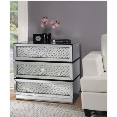Nysa Mirrored & Faux Crystals Console Cabinet (Assembled)