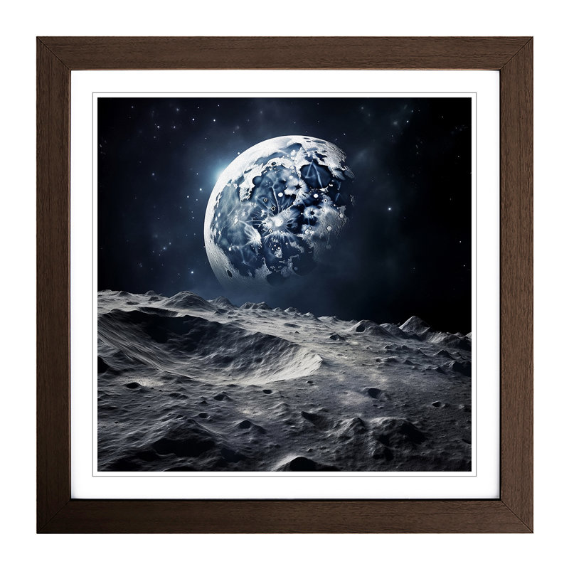 Moon Digital Art - Framed Print, Walnut