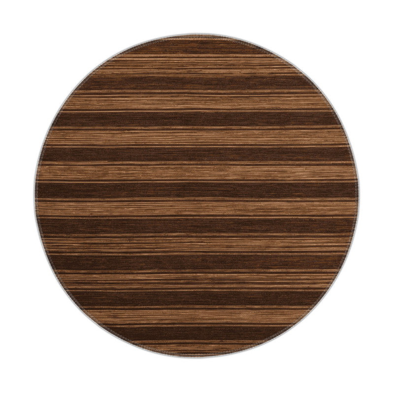 HorizontalStripes Brown Indoor and Outdoor Area Rug, Rectangle 5' x 7'