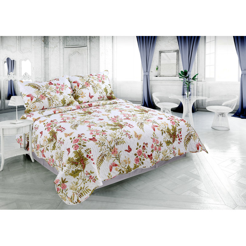 Ensemble de courtepointe 3 pièces avec couette et coutures décoratives Marina, Courtepointe très grand + 2 taies décoratives